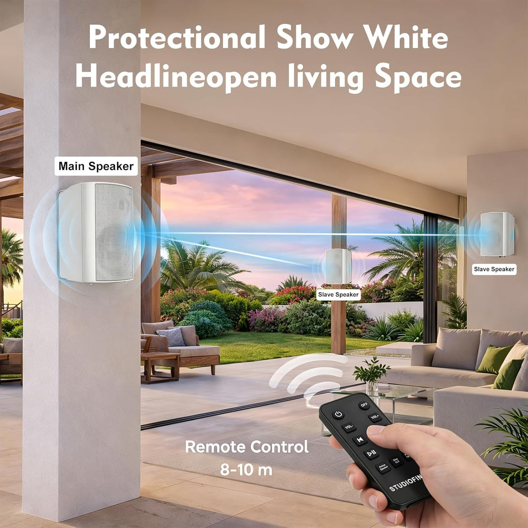 STUDIOFINIX 5,25-Zoll-Lautsprecher (300 W), wasserdicht, für den Innen- und Aussenbereich, Bluetooth