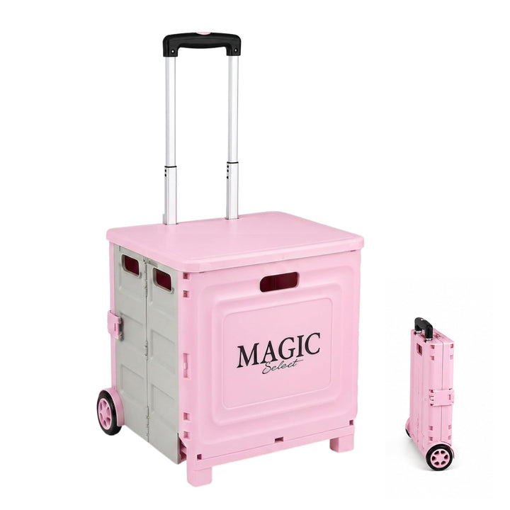 Faltbarer Einkaufstrolley 34 L | Klappbare Transportbox, Mit Rollen und Teleskopgriff, Für Supermark