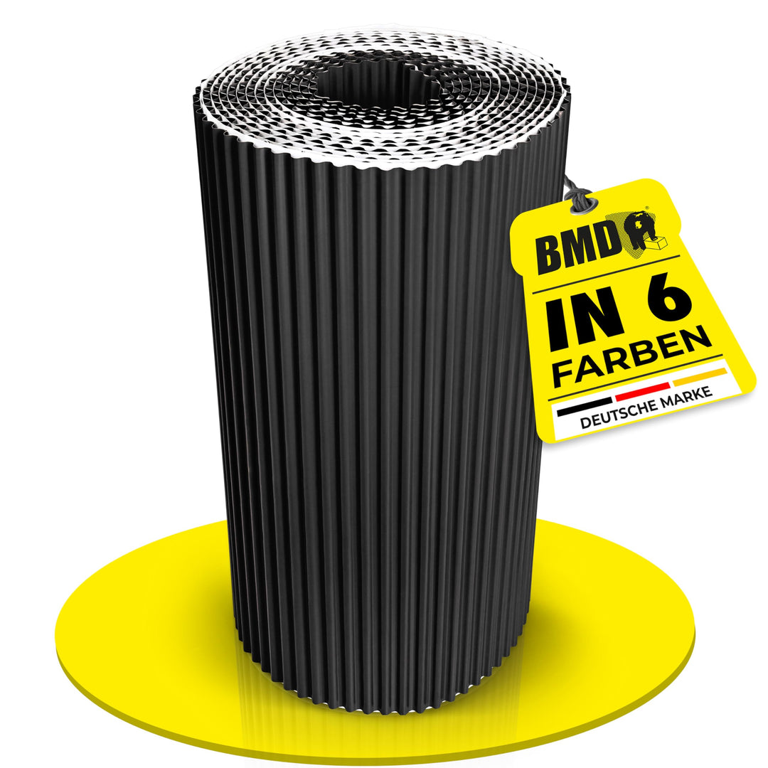 BMD Kaminanschlussband Wandanschlussband 300 mm x 5 m plissiert (schwarz (RAL 9005)) Kaminanschluss