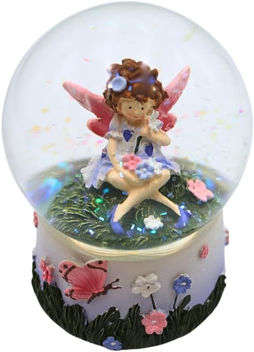Dekohelden24 Schneekugel, Schüttelkugel, Fabelwesen - Schneekugel, Schneekugel mit Blumenmädchen, El