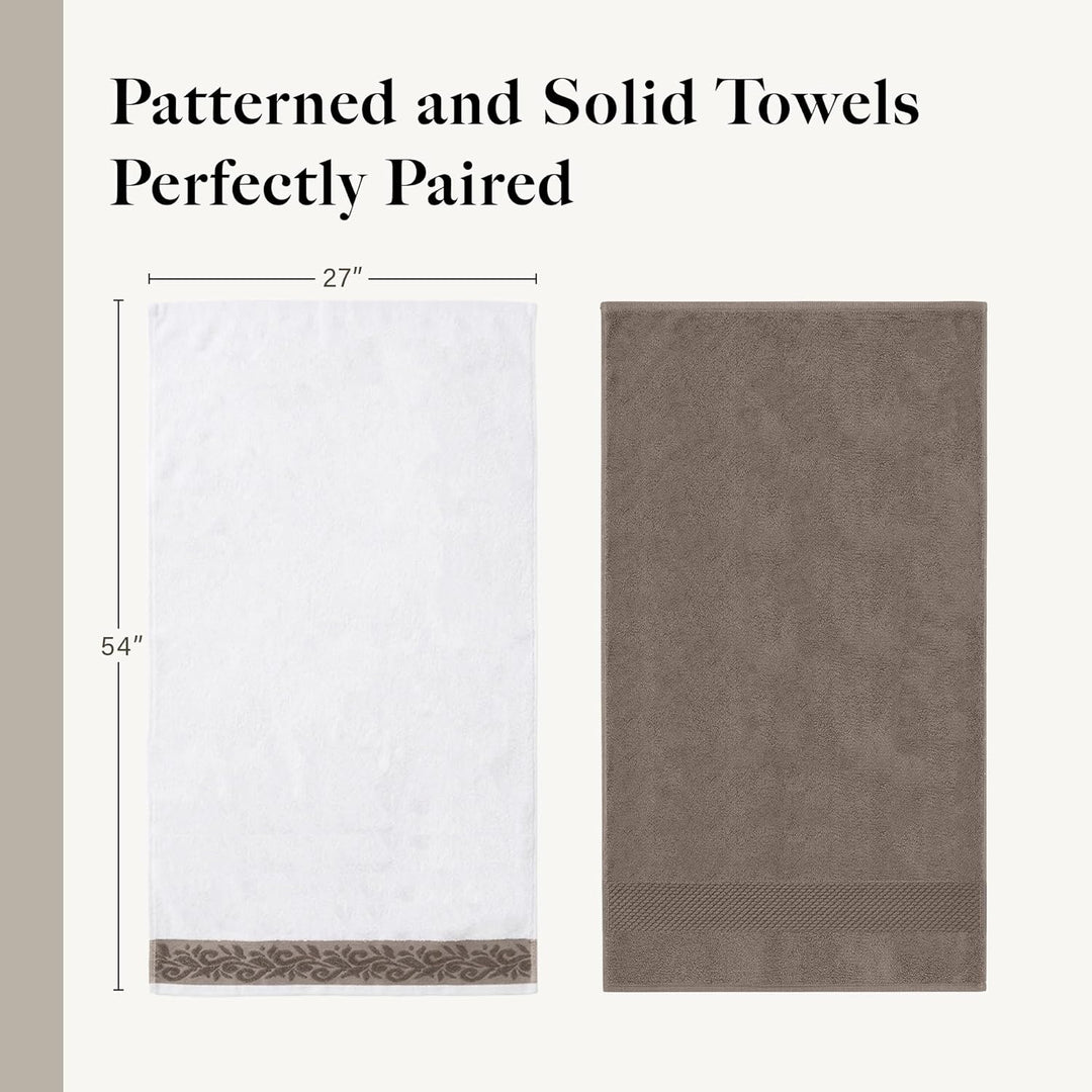 Modern Threads 600 g/m² Handtuch-Set mit Filgree Jacquard Bordüre Taupe Standard Taupe, Standard Tau