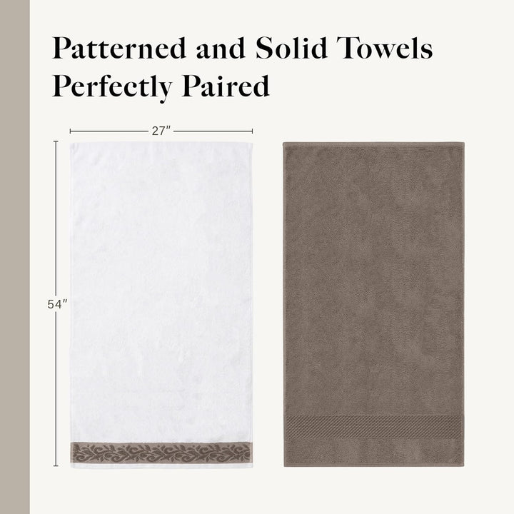 Modern Threads 600 g/m² Handtuch-Set mit Filgree Jacquard Bordüre Taupe Standard Taupe, Standard Tau