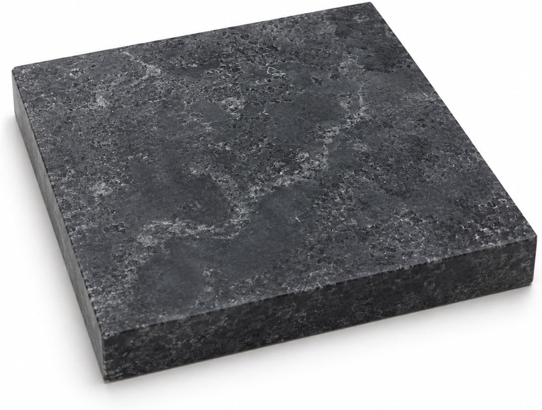 Schwarzer Naturstein-Grillstein aus Pietra Ollare Speckstein, 20×20×3 cm – Polierte Hot-Stone-Platte