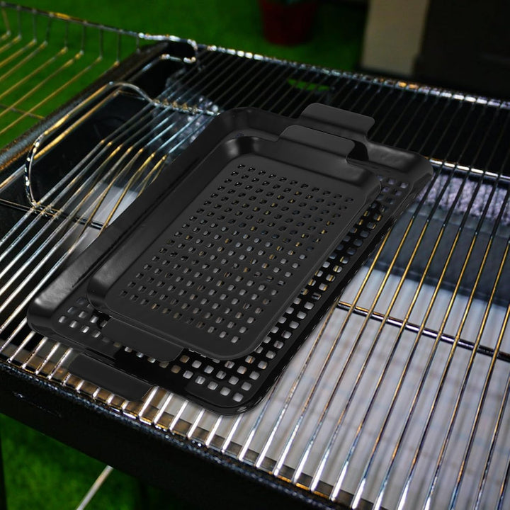 VICASKY 2 Stück Comal para Tortillas Antihaft Austerngrillpfanne aus Edelstahl mit Löchern und Griff