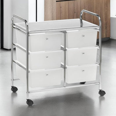 IDIMEX Badregal Rollwagen Rollcontainer GINA, mit 6 transparenten Schubladen und Metallgestell verch