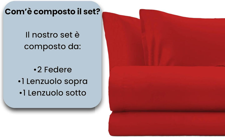 Italian Bed Linen Max Color Bettwäsche-Set, Rot, Doppelte, Rot