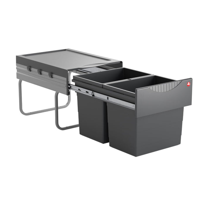 Hailo Abfallsammler 3641521 | Raumspar-Tandem 2x 18 Liter | ab 40cm Schrank mit Drehtür | 346 x 475