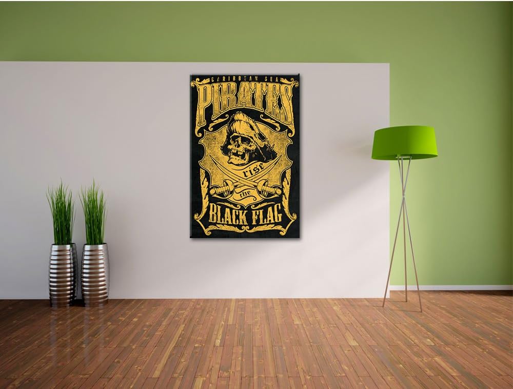 Dark Panique black Bild auf Leinwand, XXL riesige Bilder fertig gerahmt mit Keilrahmen, Kunstdruck a