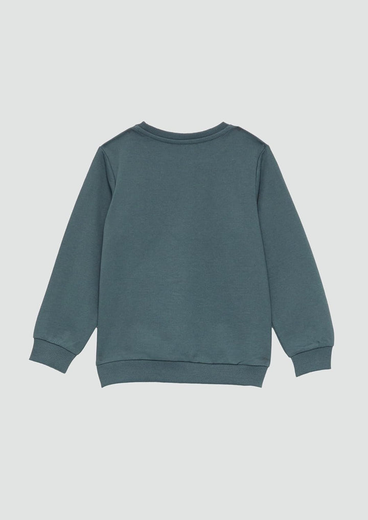s.Oliver Unisex Sweatshirt mit Rippbündchen und kleinem Print-Detail, Schiefergrau