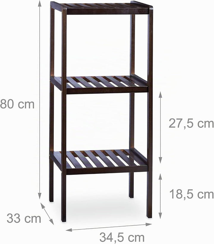 Relaxdays Bambus Badregal, 3 Ablageflächen, Holzregal, Standregal, Bambusregal, Küchenregal, HBT 80x