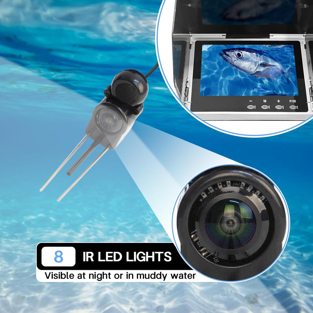 Unterwasserkamera Angeln, Fishfinder, IP67 Wasserdichter Tragbarer Fischfinder mit 5 Zoll IPS Displa