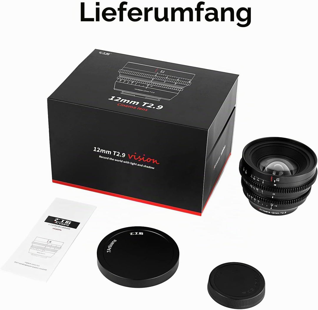 7artisans APS-C Ultra-Weitwinkel-Kinallobjektiv, 12 mmT2.9 grosse Blende, manueller Fixfokus, gering