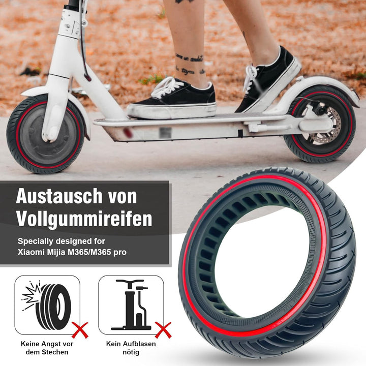 COASTA 2 x 8.5" Rollerreifen E Scooter Solid Reifen,8 1/2 Vollgummireifen,50/75-6.1 Ersatzreifen für