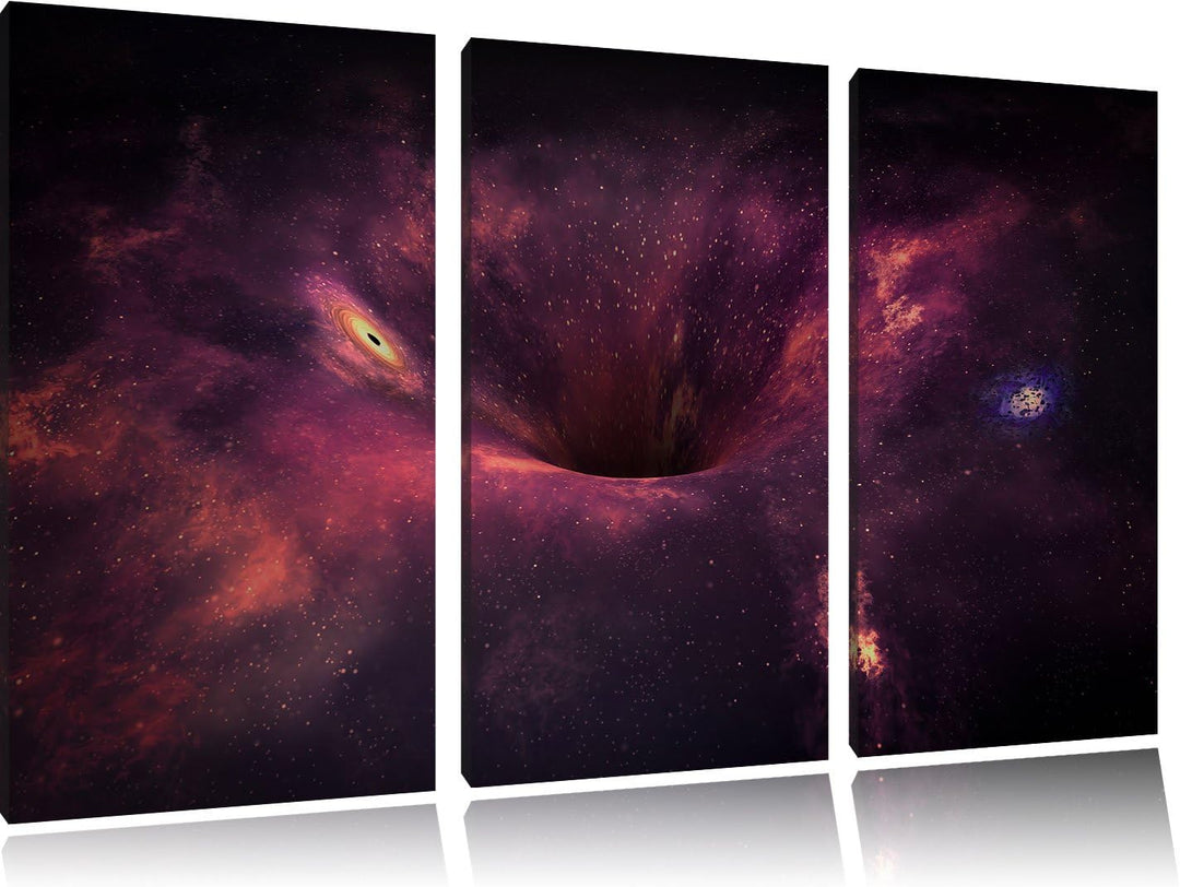 Pixxprint Schwarzes Loch im Weltall als Leinwandbild - Grösse: 3-Teilig (120x80cm) - Wandbild - Kuns