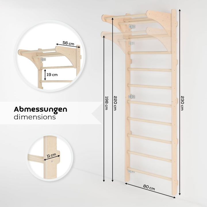 MAMOI® Kletterbogen mit rutsche, Kletterdreieck, Baby Klettern, Regenbogenwippe aus Holz, Holzbogen
