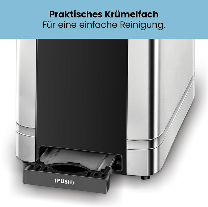 Chefman Edelstahl-Toaster für 2 Scheiben mit 7 Bräunungseinstellungen, extrabreiten Schlitzen für Ba