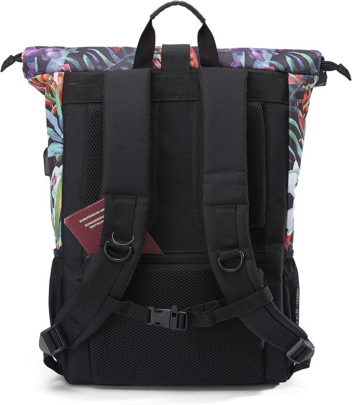 Ela Mo® Rolltop Rucksack Damen - Rollrucksack Anti Diebstahl für Sport &amp; Reisen - Laptoprucksack für