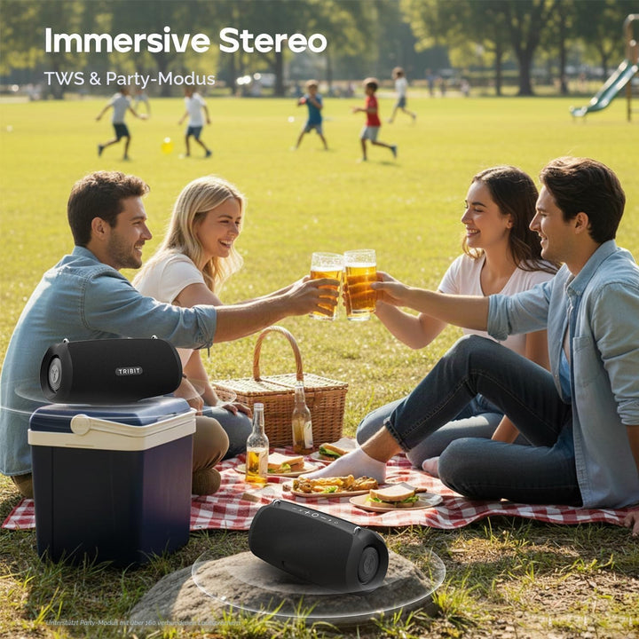 Tribit StormBox Lava Bluetooth Lautsprecher Gross, 80W Outdoor Lautsprecher - 24 Std., IP67 Wasserdi