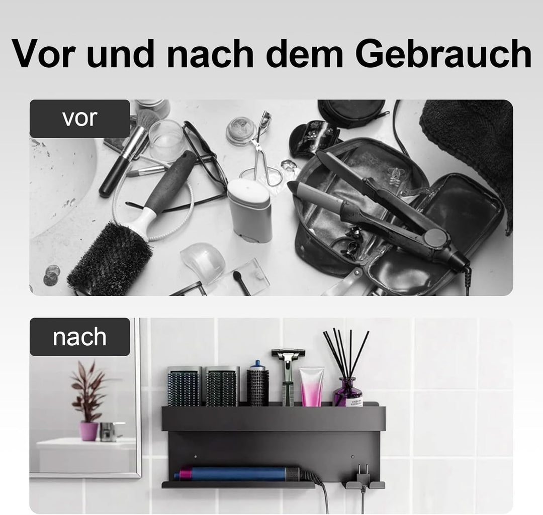 Wandhalterung Curling Halter Organizer Stand Lagerregal für Dyson Airwrap, Edelstahl ohne Stanzen Au