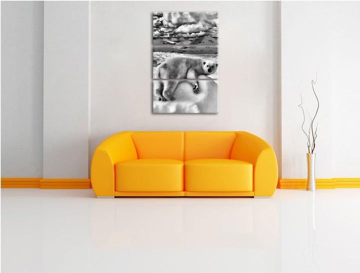 Pixxprint Eisbär auf Eisberg als Leinwandbild/Grösse: 3 Teilig (120x80) cm/Wandbild/Kunstdruck/ferti