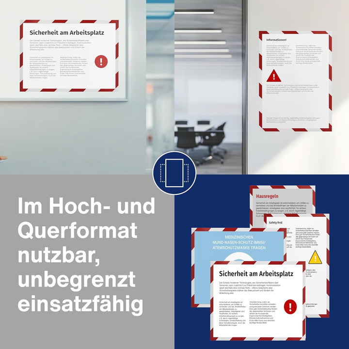 magnetoplan 1131446 Magnetofix Safety Magnetrahmen 5 Stk. A4 rot-weiss