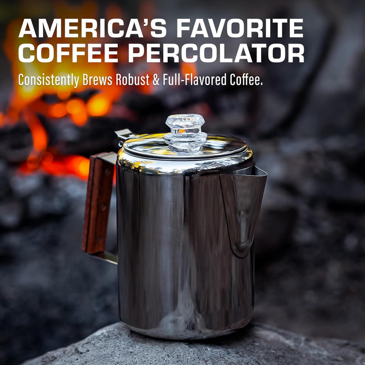 Coletti Bozeman Perkolator-Kaffeekanne – KEIN Aluminium, KEIN Plastik [9 Tassen] 9 CUP, 9 CUP