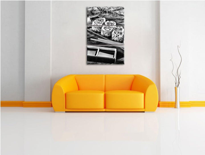 Pixxprint Delikate Inside Out Sushi Rollen als Leinwandbild/Grösse: 3 Teilig (120x80 cm) cm/Wandbild