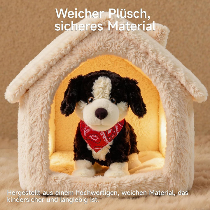 Interaktiver Kuscheltier Hund Spielzeug Kinder, Elektrisch Sprachgesteuerter Plüschhund, Läuft, Spre