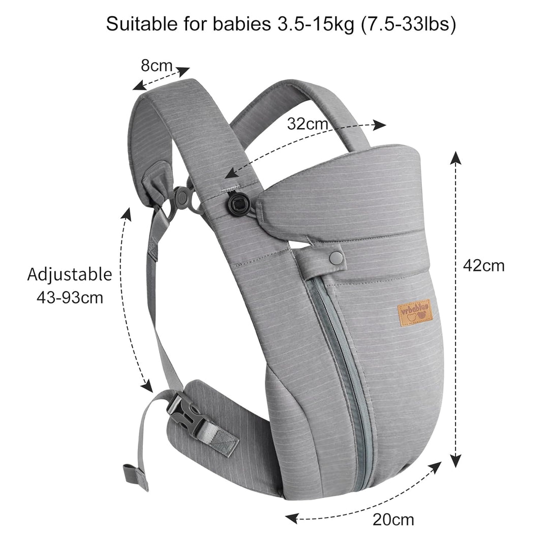 vrbabies Babytrage für Neugeborene ab Geburt Extra Weich, Bauchtrage Baby-Tragetasche Ergonomisch(Du