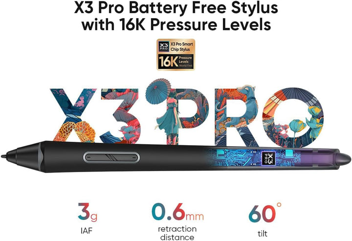 XPPen Pro MW Gen2 Grafiktablett mit X3 Pro 16384 Druckstufen Stift, 9x6 Zoll Digitales Grafiktablet