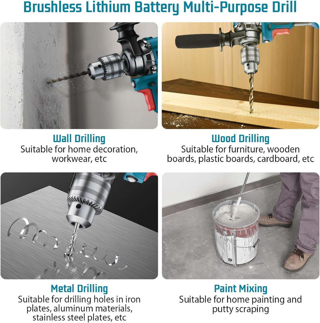 Akku-Farbmörtelrührer Kompatibel mit 18V/21V Batterie (Ohne Akku), 1100W Mischbohr mit Verstellbarem