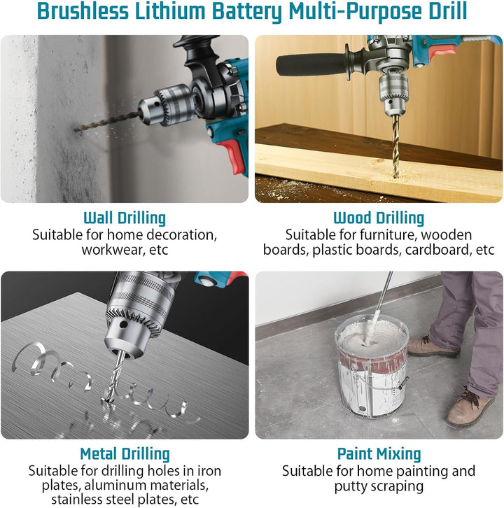 Akku-Farbmörtelrührer Kompatibel mit 18V/21V Batterie (Ohne Akku), 1100W Mischbohr mit Verstellbarem