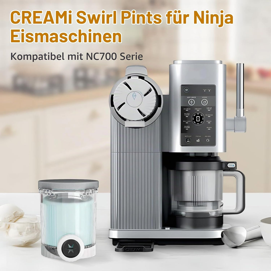 2 Stück Behältern für Ninja Swirl CREAMi, Kompatibel mit Ninja Creami NC701EU NC700 Serie Softeismas