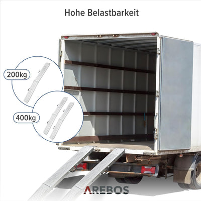 Arebos 2 x Auffahrrampe 400 kg | Laderampe faltbar | galvanisierter Stahl 180x22,5x4,5 cm | Verlader