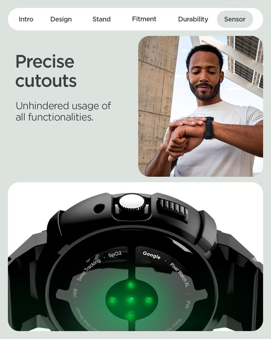 Spigen Rugged Armor Pro Hülle mit Armband Kompatibel mit Google Pixel Watch 4 41mm (2025) mit Ladest