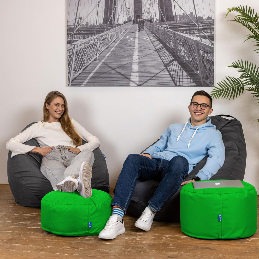 Bruni Pouf Sitzhocker M in Grün – runder Sitzpouf, Indoor und Outdoor als Fusshocker, Yoga-Sitzkisse