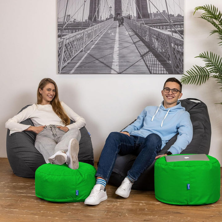 Bruni Pouf Sitzhocker M in Grün – runder Sitzpouf, Indoor und Outdoor als Fusshocker, Yoga-Sitzkisse