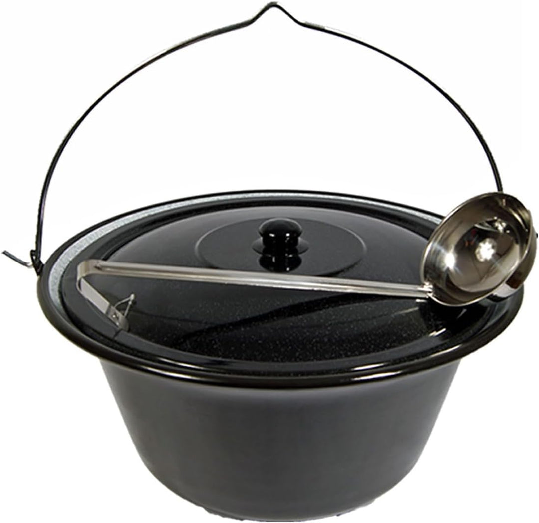 troph-e-shop Set Gulaschkessel Gulaschtopf 22 Liter Emaille + Deckel + Gratis Schöpfkelle
