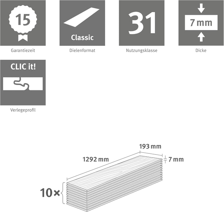 EGGER NatureSense Laminat EL2980 Falun Eiche 1292x193x7mm (2,494m²) 2,494m² | Boden, 2,494m² | Boden