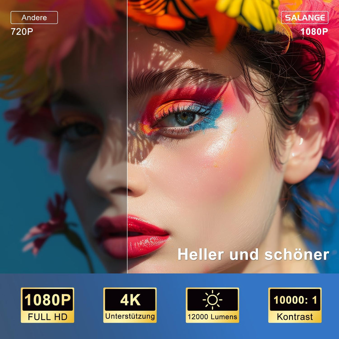 Salange Mini Beamer,kompatibel mit Netflix,4K Unterstützt Android 13, Smart Projector Portable 5G Wi