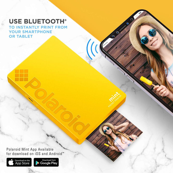 Polaroid Mint: Taschendrucker mit Zink-Papier. Bluetooth für Android- und iOS-Geräte. Druckt in selb
