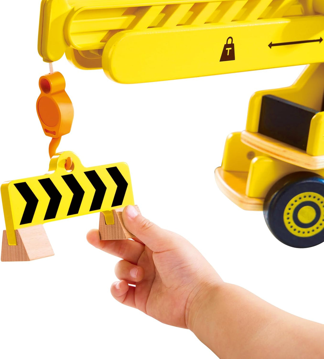 Hape Mobiles Kran- & Baustellenset, ausfahrbarer Kranarm, Rollenspiel für Kinder, aus Holz, ab 2 Jah