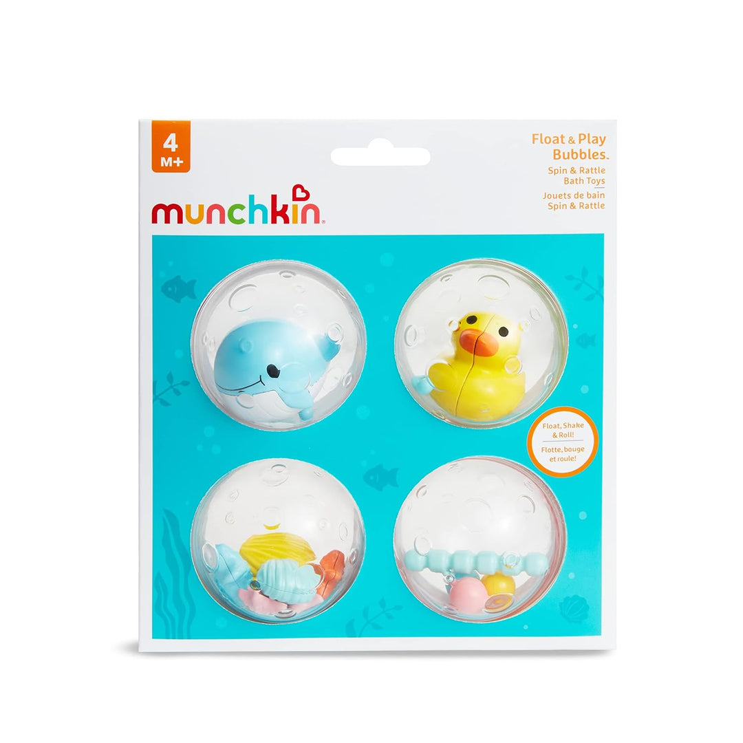 Munchkin Float and Play Bubbles Toy, Baby Bath Toy, Pack of 4, Multicolor Float & Play, Float & Play