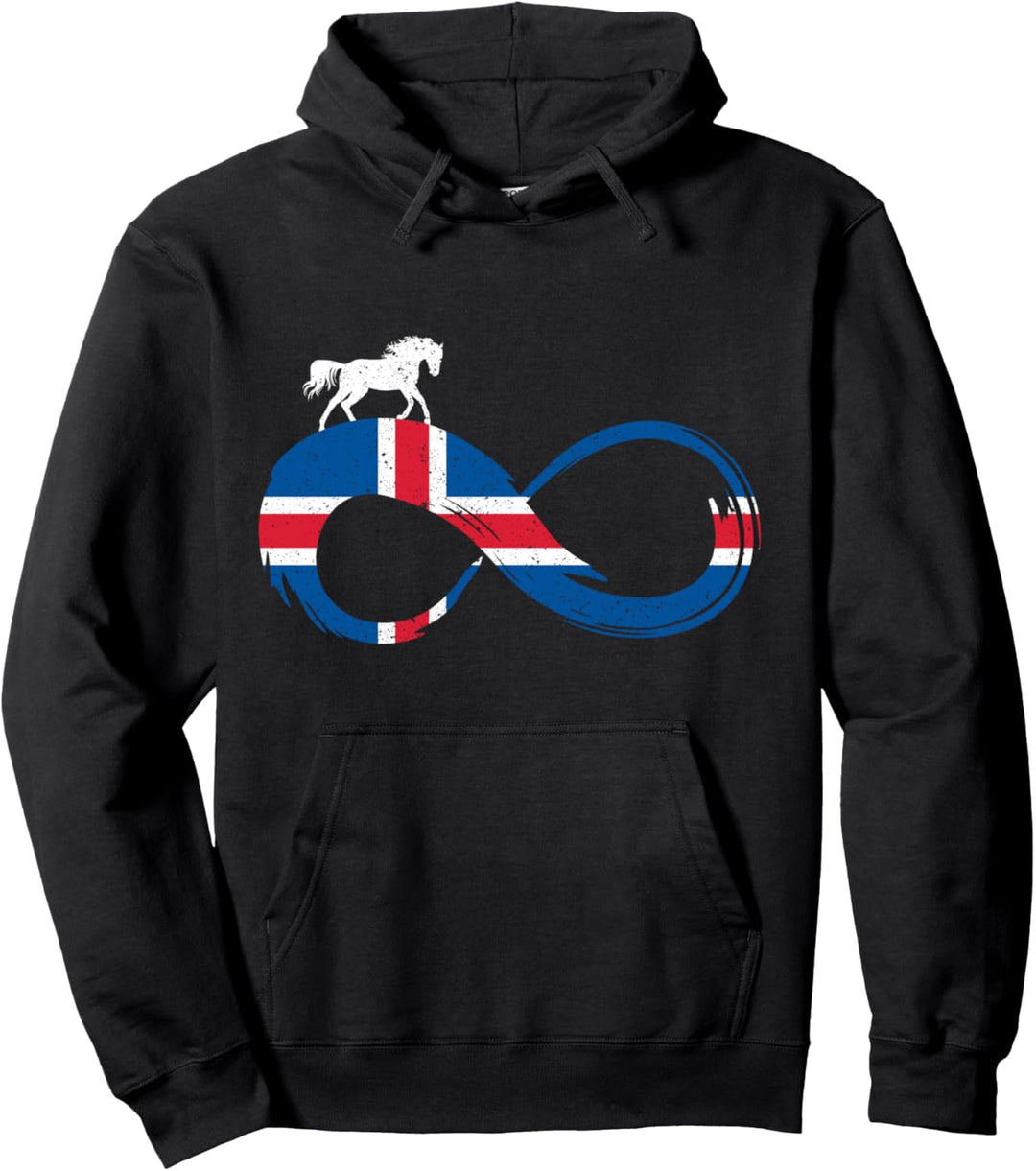 Isländer Pferde Geschenk Reiten Island Flagge Unendlichkeit Pullover Hoodie