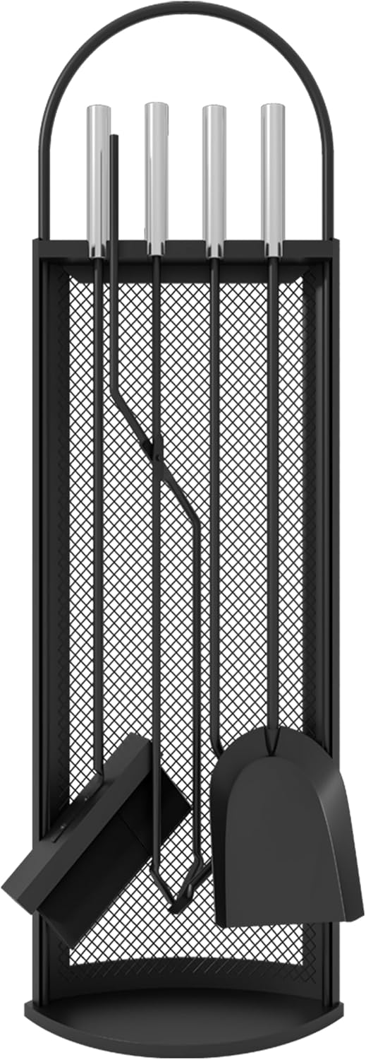 Kingson Kaminbesteck-Set mit Edelstahlgriffen, 5-teilig, 22 x 16 x 67 cm, Kaminzubehör, stilvolles u