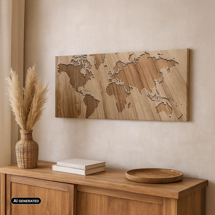Wandbilder Dekoration Wohnzimmer Geographie Globus Karte Panorama Bilder auf Leinwand 120x50cm Leinw