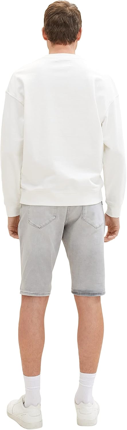 TOM TAILOR Herren Jeans Bermuda Shorts mit Stretch 32 10217 - Used Bleached Grey Denim, 32 10217 - U