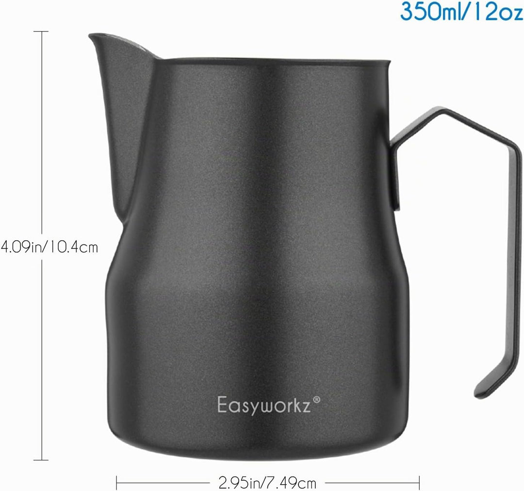 Easyworkz Milchaufschäumkrug aus Edelstahl 350ml Espresso Dampfkrug Milchkännchen Kaffee Schaumkrug