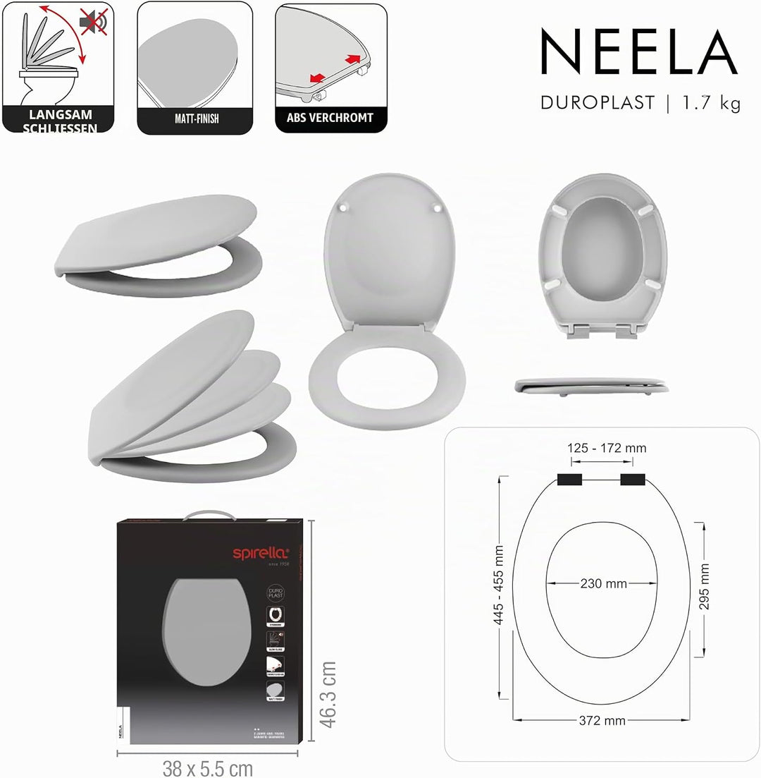 spirella Premium Toilettendeckel oval Klodeckel mit matten Finish und Softclose Absenkautomatik. Ant
