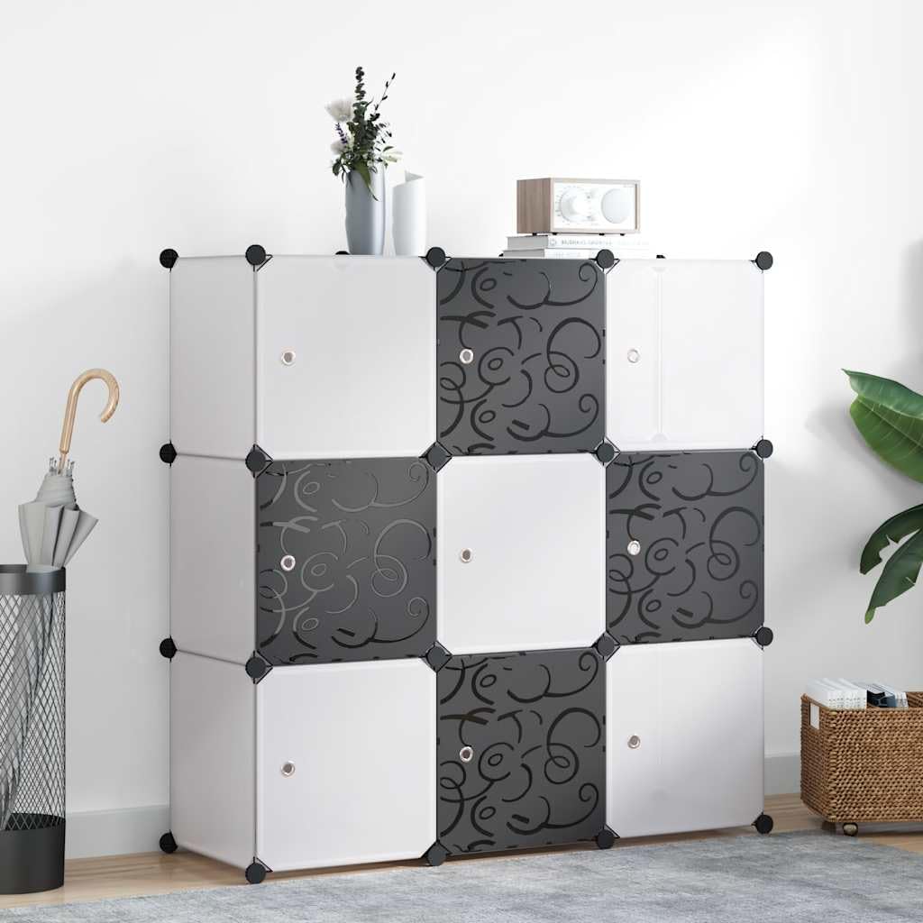 vidaXL Würfelregal 9 Fächer Bücherregal Raumteiler Standregal Wandregal Regal Schwarz und Weiss, Sch
